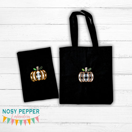 Plaid Pumpkin applique & sketch fill versions included (5 sizes) machine embroidery design DIGITAL DOWNLOAD
