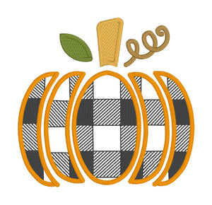 Plaid Pumpkin applique & sketch fill versions included (5 sizes) machine embroidery design DIGITAL DOWNLOAD