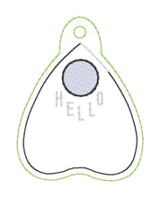 Load image into Gallery viewer, Planchette shaker snap tab and eyelet fob machine embroidery file (single and multi files included) DIGITAL DOWNLOAD