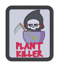 Load image into Gallery viewer, Plant Killer patch machine embroidery design (2 sizes included) DIGITAL DOWNLOAD