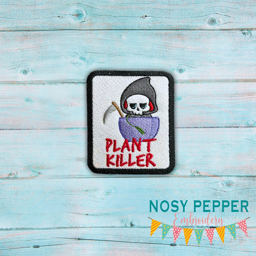 Plant Killer patch machine embroidery design (2 sizes included) DIGITAL DOWNLOAD