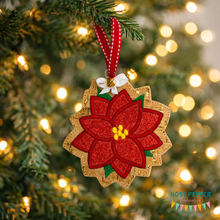 Load image into Gallery viewer, Poinsettia Applique Ornament 4x4 machine embroidery design DIGITAL DOWNLOAD