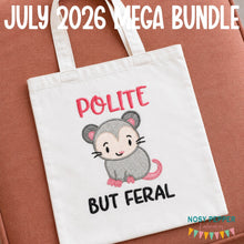 Load image into Gallery viewer, Polite But Feral machine embroidery design (4 sizes included) DIGITAL DOWNLOAD