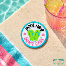Load image into Gallery viewer, Pool Hair patch (2 sizes included) machine embroidery design DIGITAL DOWNLOAD