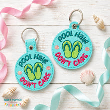 Load image into Gallery viewer, Pool Hair snap tab and eyelet fob set (single and multi files included) machine embroidery design DIGITAL DOWNLOAD