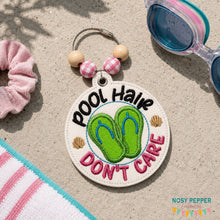 Load image into Gallery viewer, Pool Hair applique bag tag/ornament/bookmark machine embroidery design DIGITAL DOWNLOAD