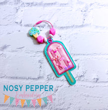 Load image into Gallery viewer, Popsicle applique shaker bookmark/bag tag/ornament machine embroidery file DIGITAL DOWNLOAD