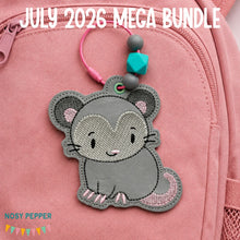 Load image into Gallery viewer, Opossum bag tag machine embroidery design DIGITAL DOWNLOAD