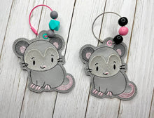 Load image into Gallery viewer, Opossum bag tag machine embroidery design DIGITAL DOWNLOAD