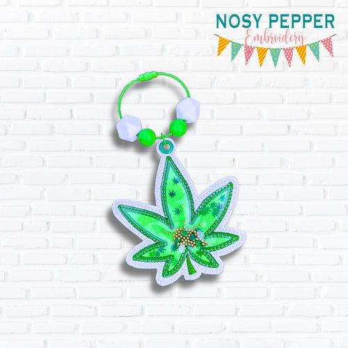 Pot Leaf applique shaker bookmark/bag tag/ornament machine embroidery file DIGITAL DOWNLOAD