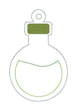 Load image into Gallery viewer, Potion shaker snap tab and eyelet fob machine embroidery file (single and multi files included) DIGITAL DOWNLOAD