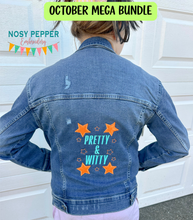 Load image into Gallery viewer, Pretty &amp; Witty appliqué machine embroidery design (4 sizes included) DIGITAL DOWNLOAD