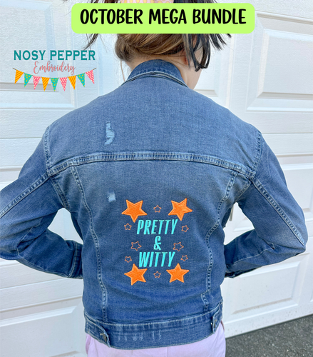 Pretty & Witty appliqué machine embroidery design (4 sizes included) DIGITAL DOWNLOAD