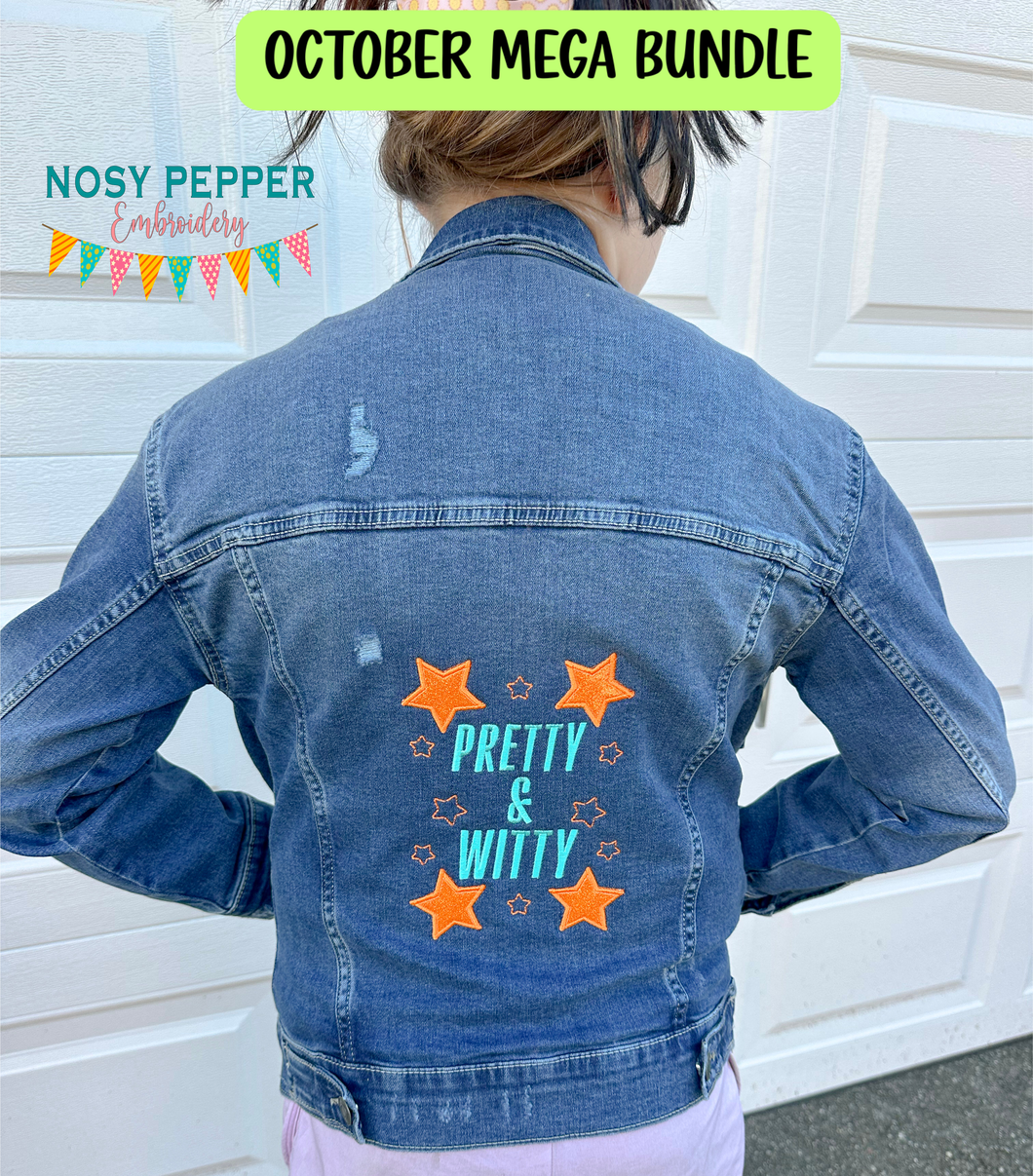 Pretty & Witty appliqué machine embroidery design (4 sizes included) DIGITAL DOWNLOAD