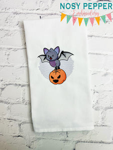 Pumpkin Bat machine embroidery design (4 sizes included) DIGITAL DOWNLOAD