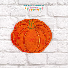 Load image into Gallery viewer, Pumpkin Line ITH Mug rug envelope machine embroidery design (5 sizes included) DIGITAL DOWNLOAD