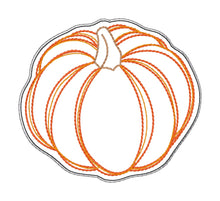 Load image into Gallery viewer, Pumpkin Line ITH Mug rug envelope machine embroidery design (5 sizes included) DIGITAL DOWNLOADPumpkin Line ITH Mug rug envelope machine embroidery design (5 sizes included) DIGITAL DOWNLOAD