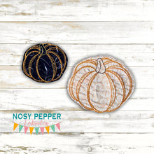 Load image into Gallery viewer, Pumpkin Line ITH Mug rug envelope machine embroidery design (5 sizes included) DIGITAL DOWNLOAD
