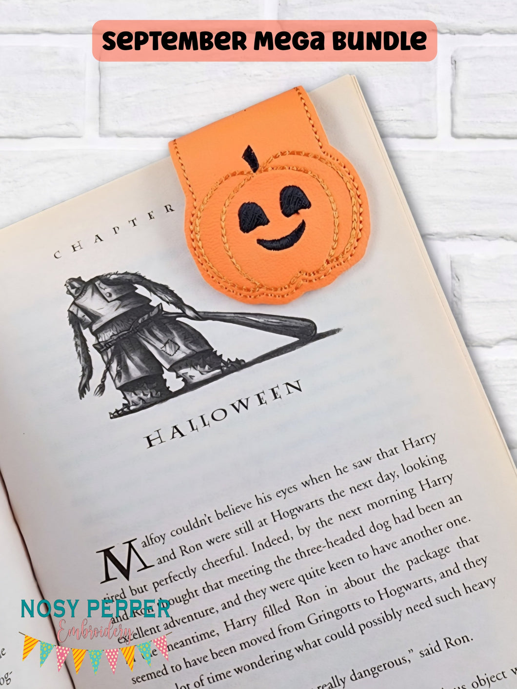 Pumpkin magnetic bookmark machine embroidery design DIGITAL DOWNLOAD