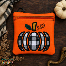 Load image into Gallery viewer, Plaid Pumpkin applique ITH Bag (4 sizes available) machine embroidery design DIGITAL DOWNLOAD