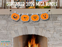 Load image into Gallery viewer, Pumpkin Applique Bunting (4 designs included) machine embroidery design DIGITAL DOWNLOAD