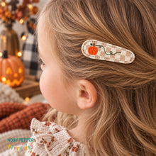 Load image into Gallery viewer, Pumpkin barrette cover machine embroidery design DIGITAL DOWNLOAD