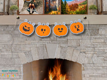 Load image into Gallery viewer, Pumpkin Applique Bunting (4 designs included) machine embroidery design DIGITAL DOWNLOAD