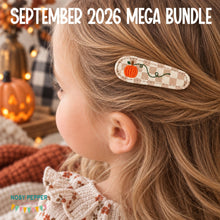 Load image into Gallery viewer, Pumpkin barrette cover machine embroidery design DIGITAL DOWNLOAD
