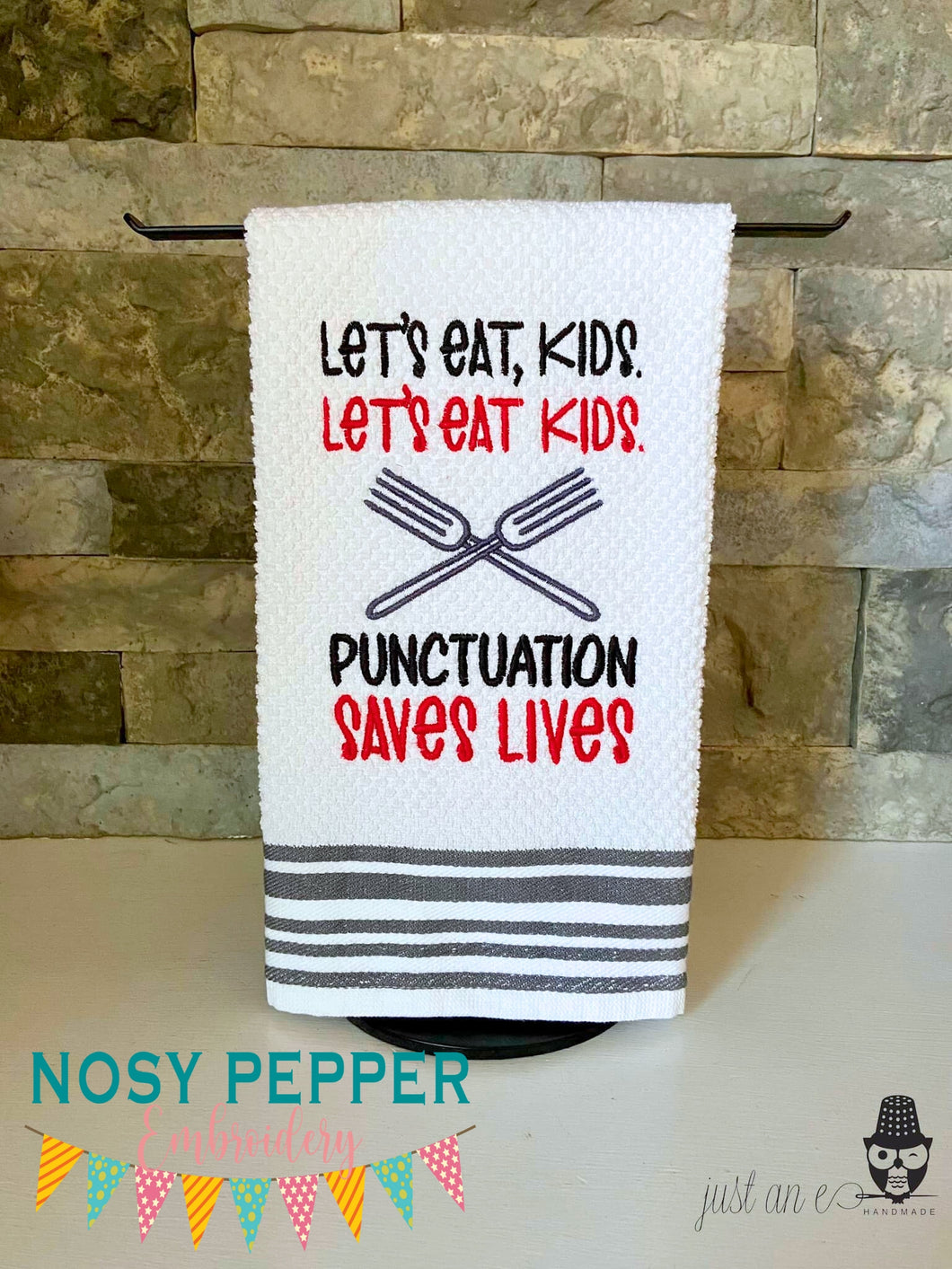 Punctuation Saves Lives machine embroidery design (4 sizes included) D ...