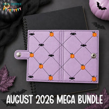 Load image into Gallery viewer, Pumpkin Quilted top load notebook cover machine embroidery design DIGITAL DOWNLOAD