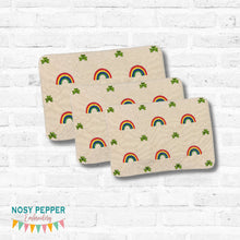Load image into Gallery viewer, Lucky Rainbow mug rug machine embroidery design (4 sizes, envelope and turned styles included) DIGITAL DOWNLOAD
