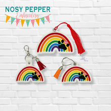 Load image into Gallery viewer, Rainbow Paw Set machine embroidery file (bookmark, snaptab and eyelet fob included with single and multi files) DIGITAL DOWNLOAD