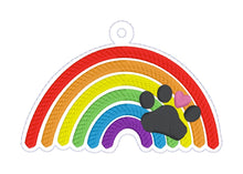Load image into Gallery viewer, Rainbow Paw Set machine embroidery file (bookmark, snaptab and eyelet fob included with single and multi files) DIGITAL DOWNLOAD