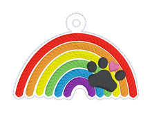 Load image into Gallery viewer, Rainbow Paw Set machine embroidery file (bookmark, snaptab and eyelet fob included with single and multi files) DIGITAL DOWNLOAD
