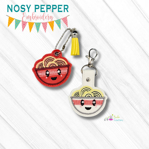 Ramen snap tab and eyelet fob machine embroidery file (single and multi files included) DIGITAL DOWNLOAD