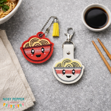 Load image into Gallery viewer, Ramen snap tab and eyelet fob machine embroidery file (single and multi files included) DIGITAL DOWNLOAD