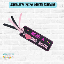 Load image into Gallery viewer, Read A F'n Book bookmark/bag tag/ornament machine embroidery design DIGITAL DOWNLOAD