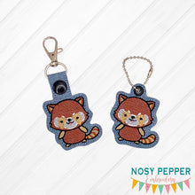 Load image into Gallery viewer, Red Panda Snap tab 4x4 machine embroidery design DIGITAL DOWNLOAD