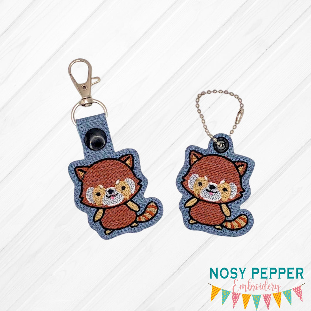 Red Panda Snap tab 4x4 machine embroidery design DIGITAL DOWNLOAD