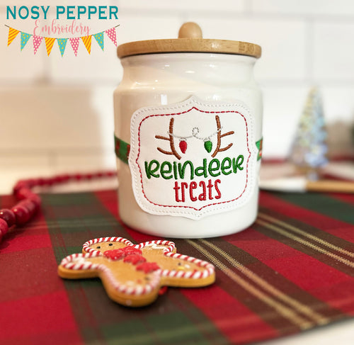Reindeer Treats Jar band (3 sizes included) machine embroidery design DIGITAL DOWNLOAD