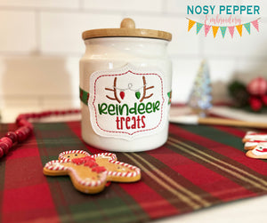 Reindeer Treats Jar band (3 sizes included) machine embroidery design DIGITAL DOWNLOAD