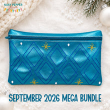 Load image into Gallery viewer, Retro Diamond ITH Bag --2026 Holiday Bundle-- (5 sizes available) machine embroidery design DIGITAL DOWNLOAD
