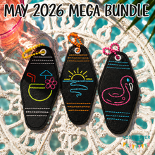Load image into Gallery viewer, Retro Neon Motel fob set (3 designs included) machine embroidery design DIGITAL DOWNLOAD
