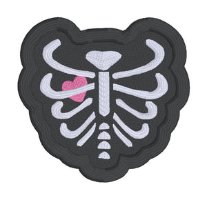 Ribcage patch machine embroidery design (2 sizes included) DIGITAL DOWNLOAD