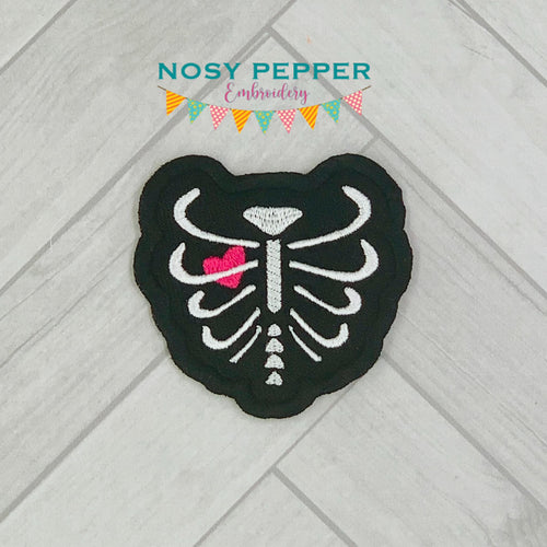 Ribcage patch machine embroidery design (2 sizes included) DIGITAL DOWNLOAD