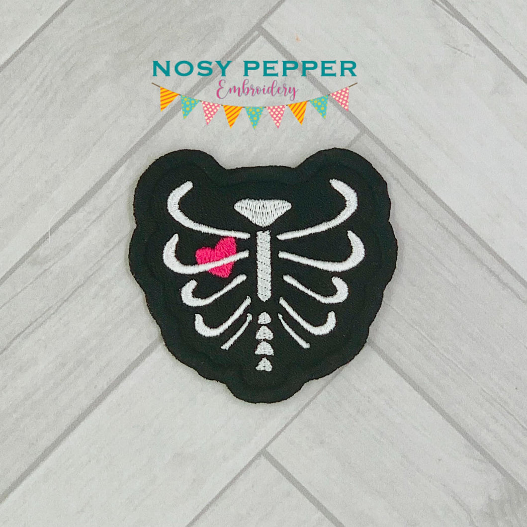 Ribcage patch machine embroidery design (2 sizes included) DIGITAL DOWNLOAD