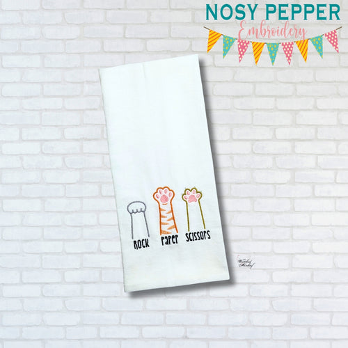 Rock Paper Scissors embroidery design (5 sizes included) DIGITAL DOWNLOAD