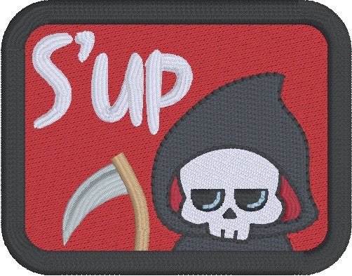 S'up patch machine embroidery design (2 sizes included) DIGITAL DOWNLO ...