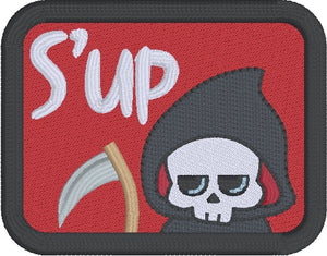 S'up patch machine embroidery design (2 sizes included) DIGITAL DOWNLOAD