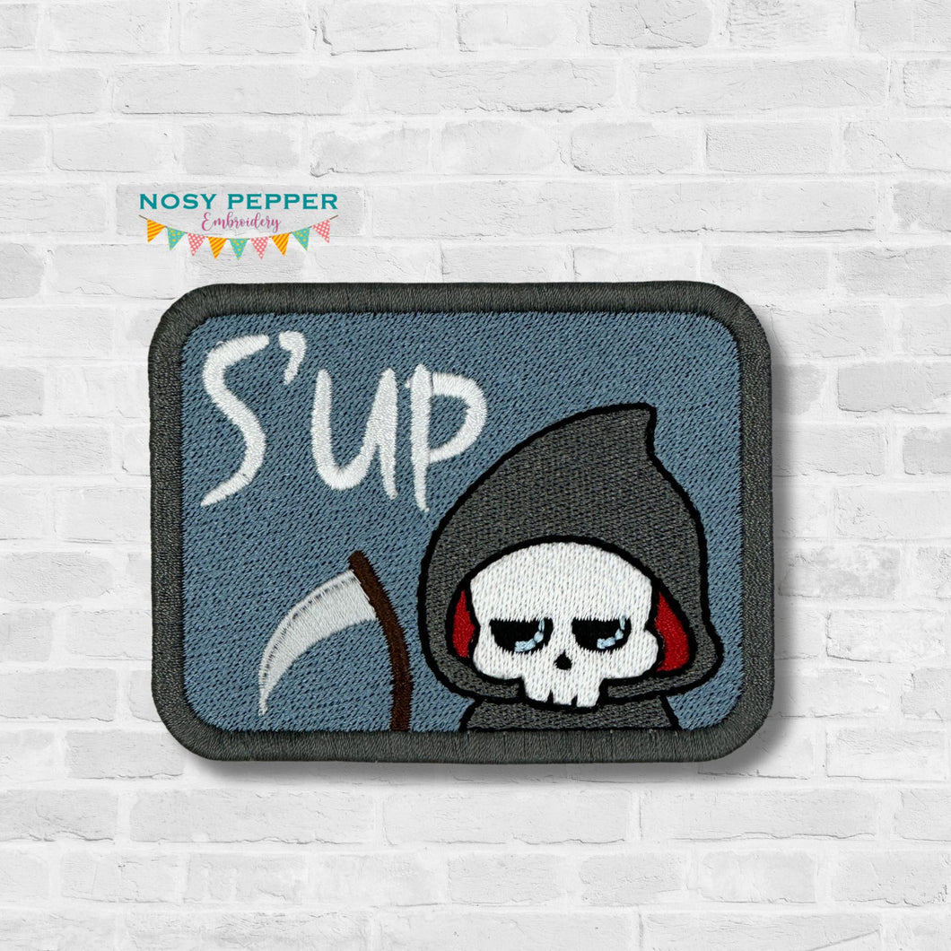 S'up patch machine embroidery design (2 sizes included) DIGITAL DOWNLOAD